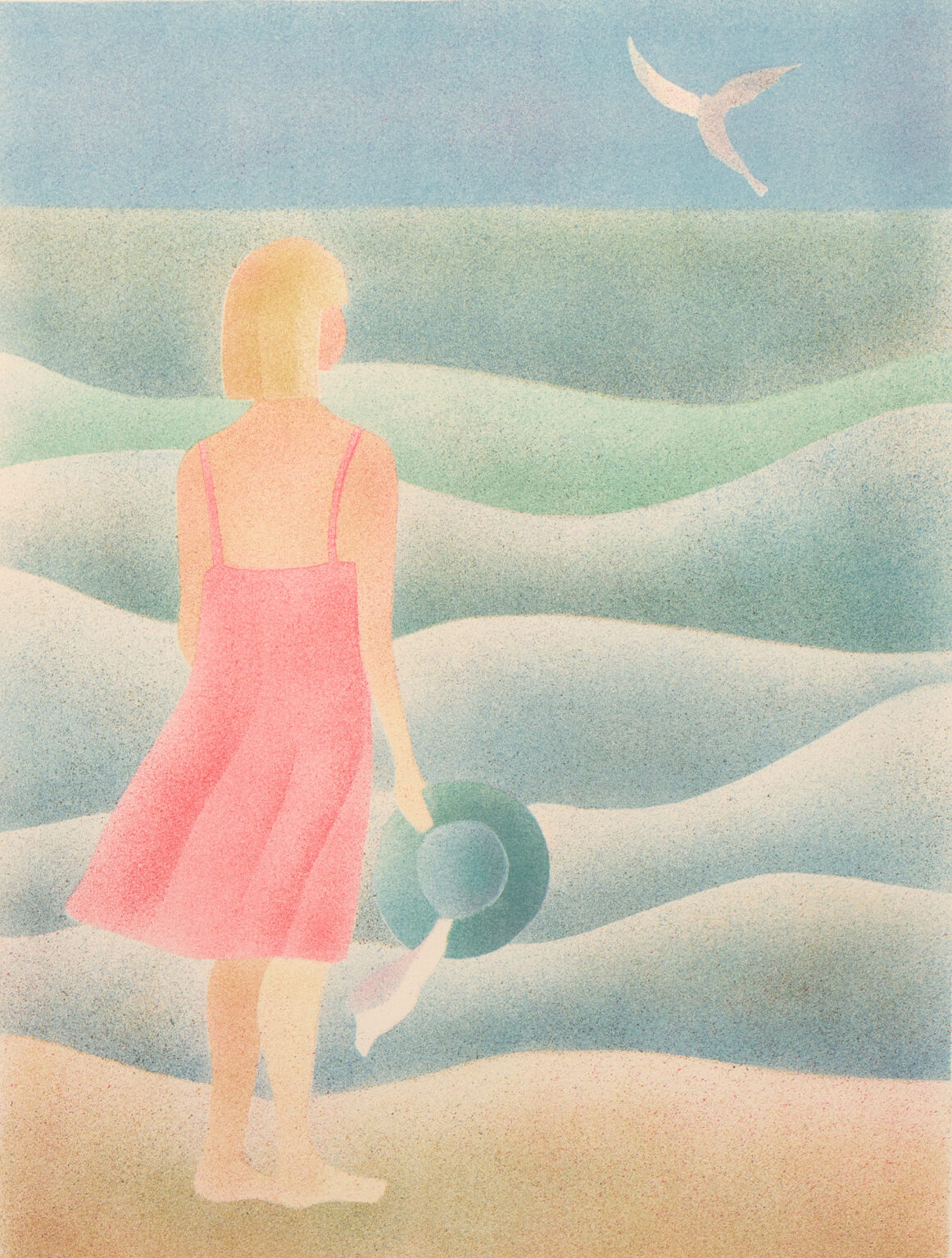 女の子の海の絵